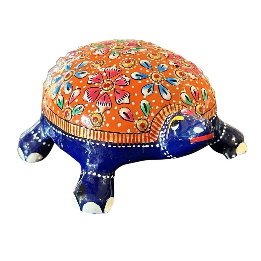 Metal Enamel Turtle Rare Showpiece Statue For Home Office Decor